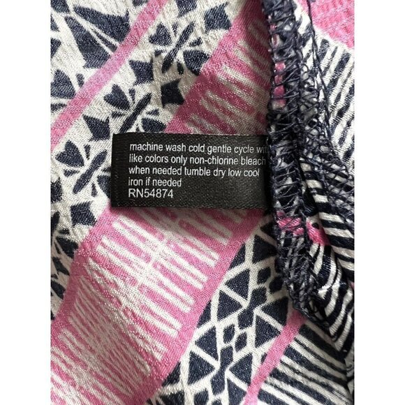 The Limited Mock Neck Tank Blouse Satin Feel Geometric Pink Navy White Size XS - Picture 8 of 12